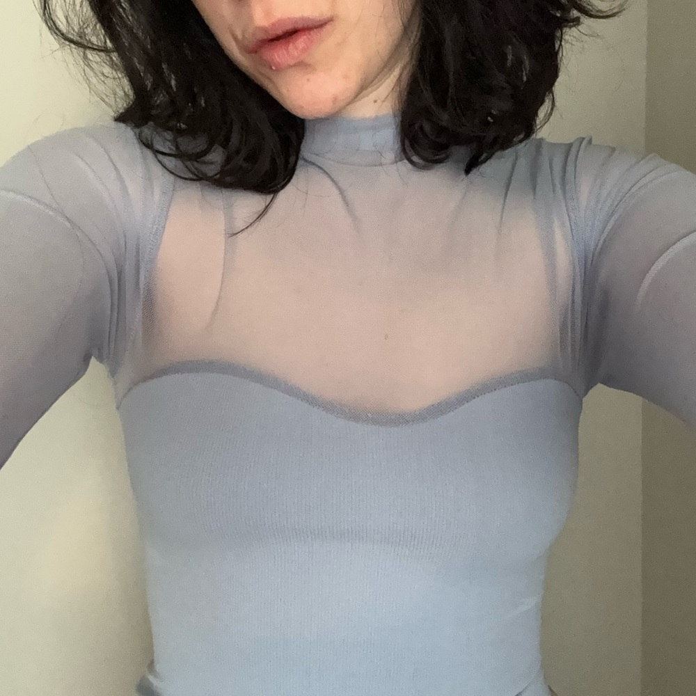 Free People Sheer Long Sleeved Purple Women's Top